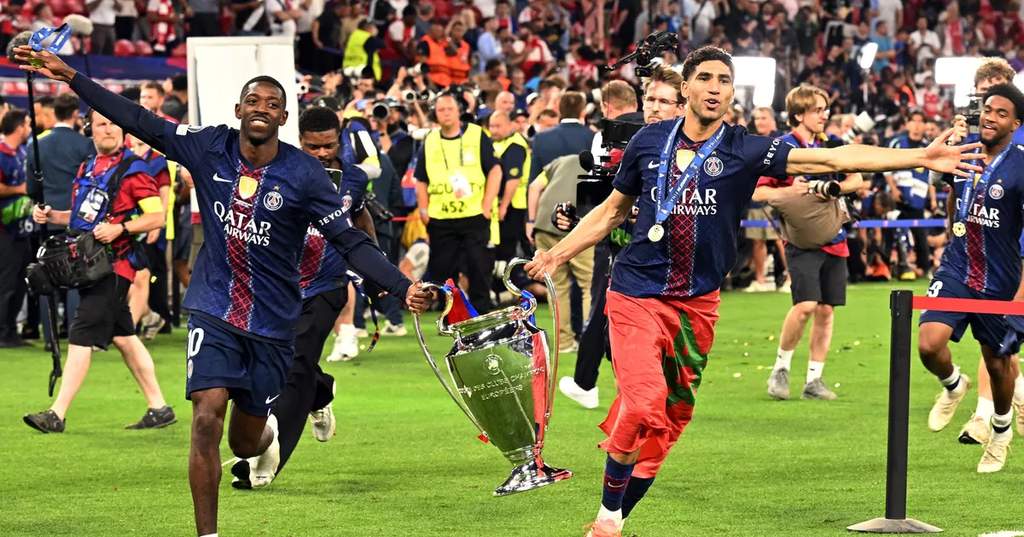 Pemain Paris Saint-Germain merayakan gelar juara Liga Champions 2026 setelah kalahkan Arsenal